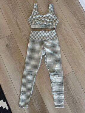 Glyder Sage Gingham High-Waist Leggings & Crop Tank Set